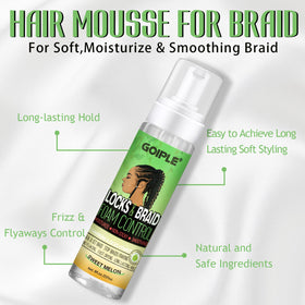 Goiple Braid Mousse 8 fl oz application on braided hair