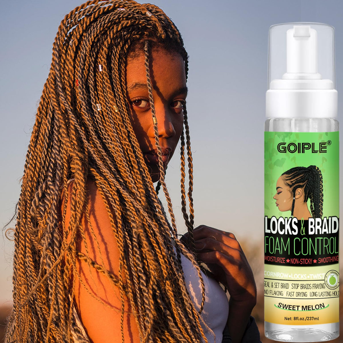 Goiple Braid Mousse 8 fl oz packaging details
