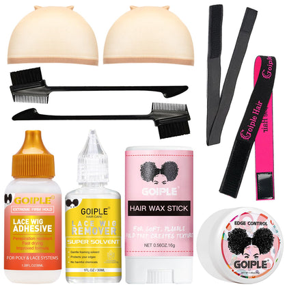Goiple Lace Front Wig Glue Set including glue, remover, and tools