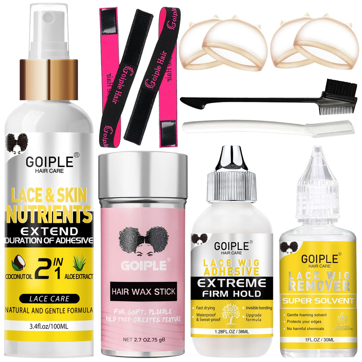 Goiple Wig Accessory Essentials Kit including spray and glue