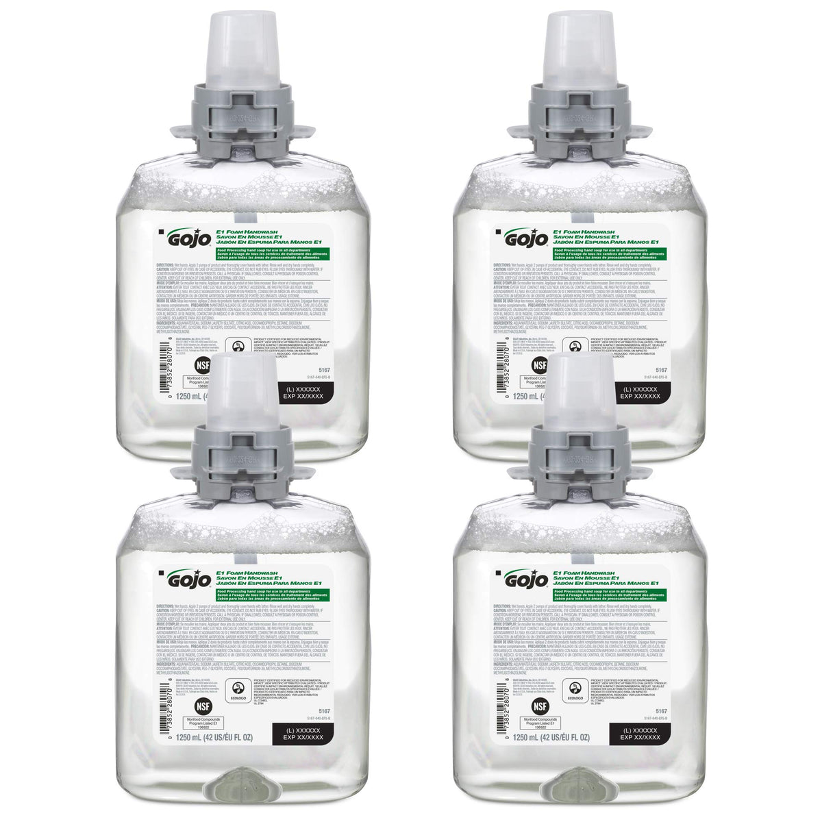 GOJO E1 Foam Soap Refill 1250 mL bottle front view