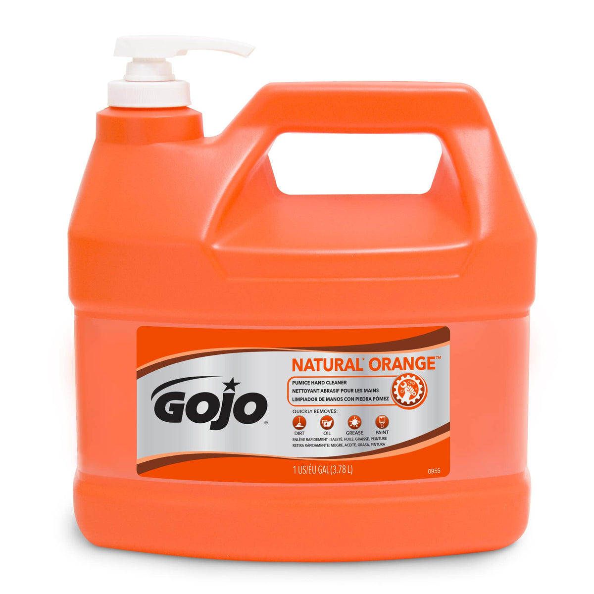 GOJO Natural Orange Pumice Hand Cleaner 1 Gal pump bottle front view