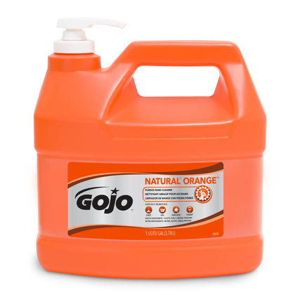 GOJO Natural Orange Pumice Hand Cleaner 1 Gal pump bottle front view