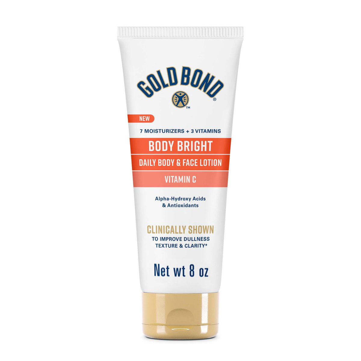 Gold Bond Body Bright Daily Body & Face Lotion 8 oz tube front view