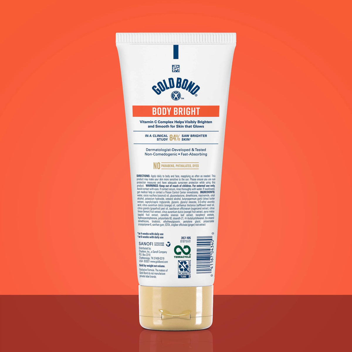 Gold Bond Body Bright lotion texture on hand