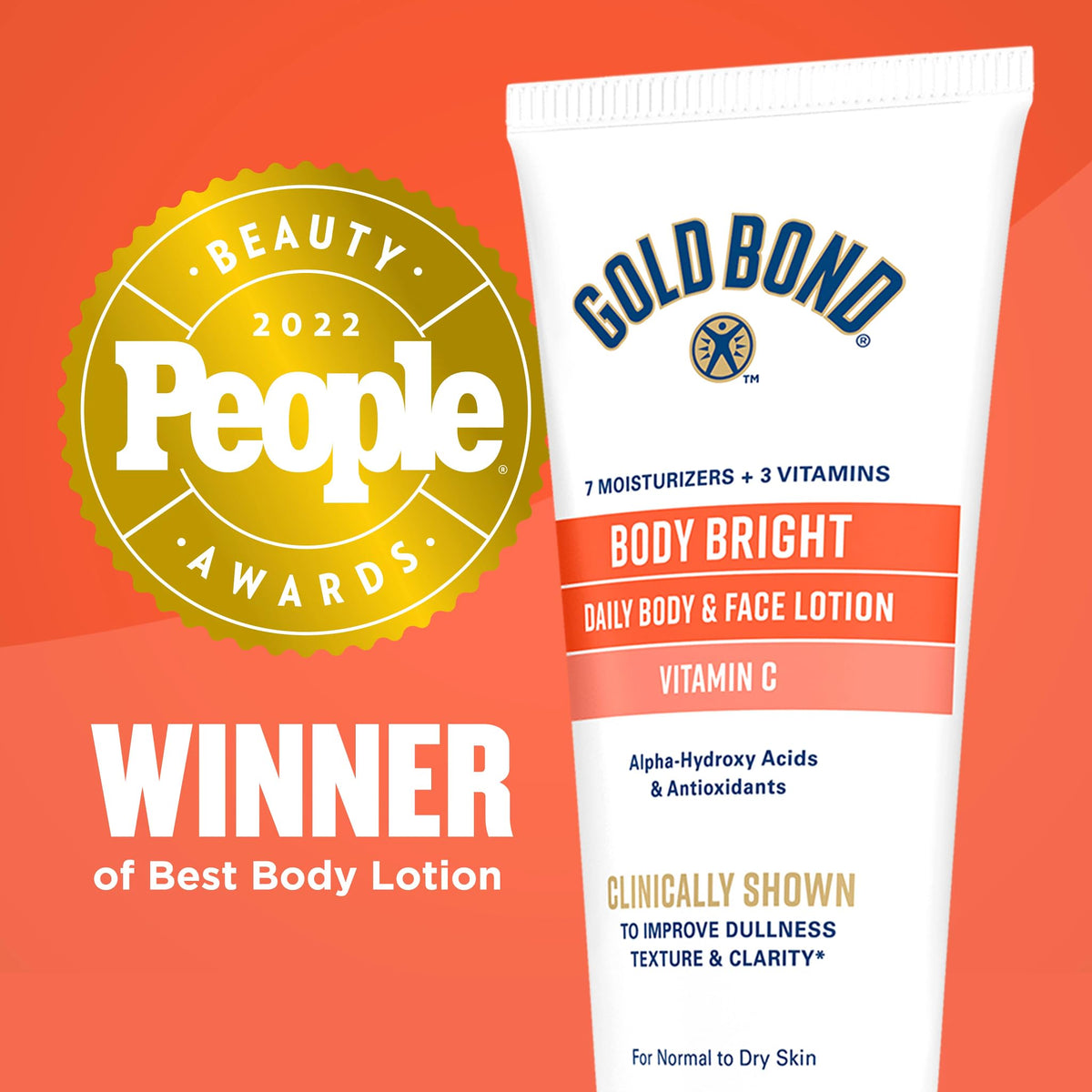 Gold Bond Body Bright lotion with a fresh citrus background