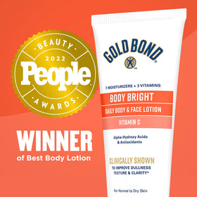 Gold Bond Body Bright lotion with a fresh citrus background