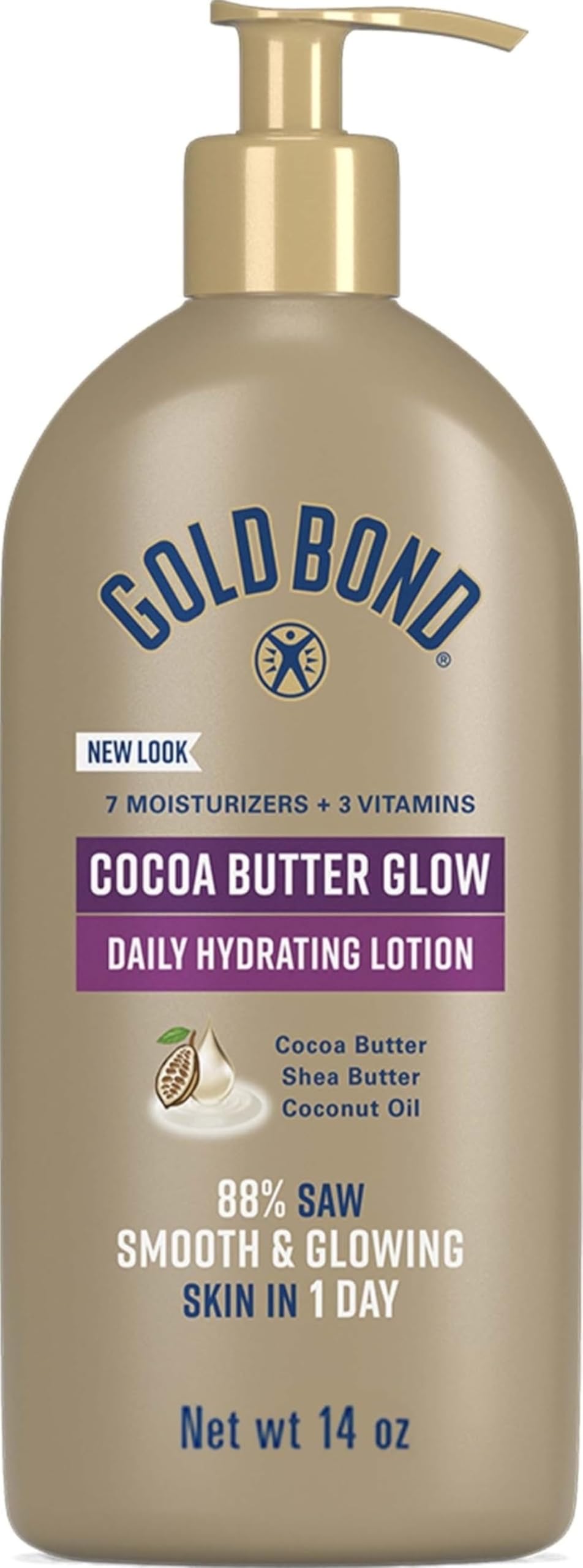 Gold Bond Cocoa Butter Glow Daily Hydrating Lotion 14 oz front view