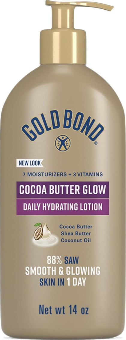 Gold Bond Cocoa Butter Glow Daily Hydrating Lotion 14 oz front view