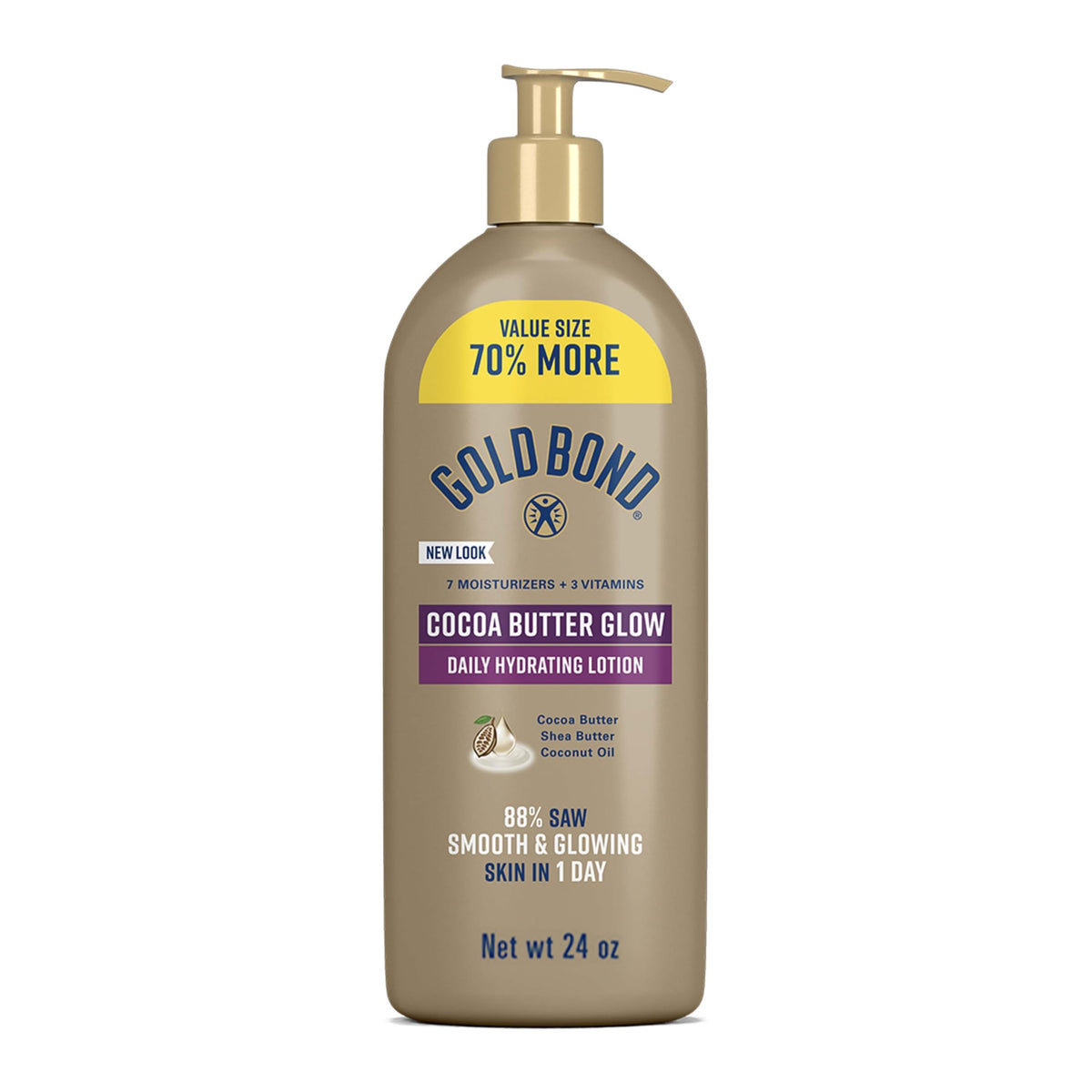 Gold Bond Cocoa Butter Glow Daily Hydrating Lotion 24 oz front view