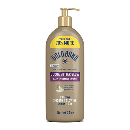 Gold Bond Cocoa Butter Glow Daily Hydrating Lotion 24 oz front view