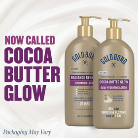 Gold Bond Cocoa Butter Glow Daily Hydrating Lotion pump bottle side view
