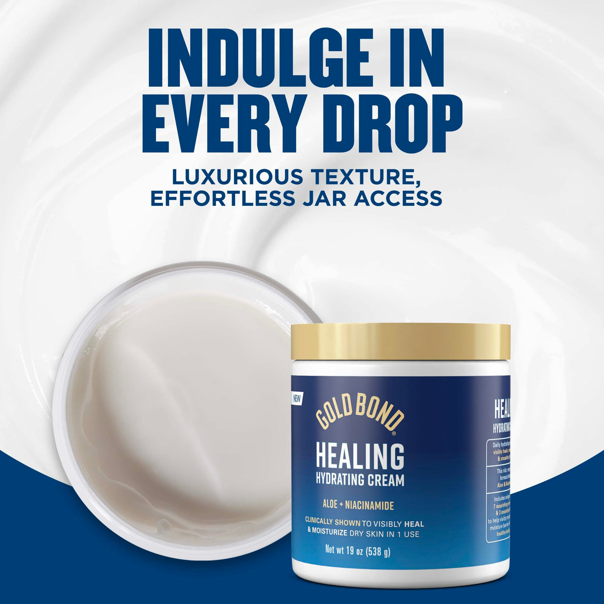 Gold Bond Healing Hydrating Cream jar with lid off
