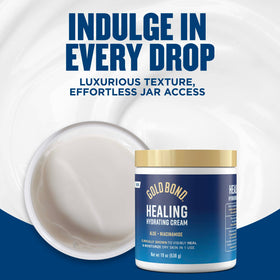 Gold Bond Healing Hydrating Cream jar with lid off