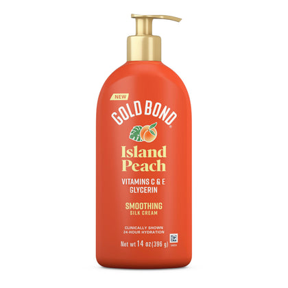 Gold Bond Island Peach Smoothing Silk Cream 14 oz front view