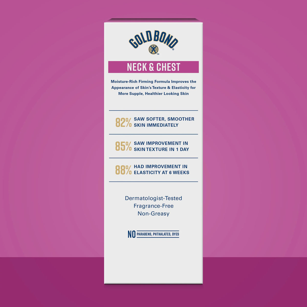 Gold Bond Neck and Chest Firming Cream packaging close-up