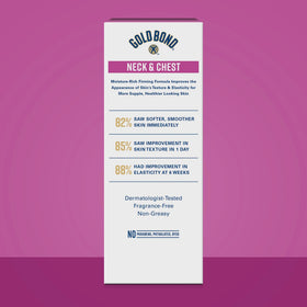 Gold Bond Neck and Chest Firming Cream packaging close-up