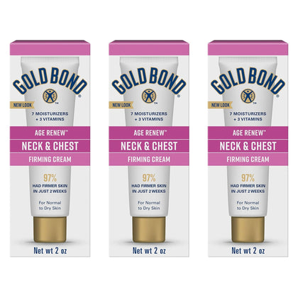 Gold Bond Neck and Chest Firming Cream three 2-ounce tubes front view