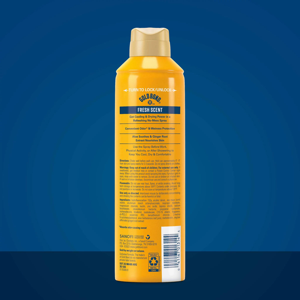 Gold Bond No Mess Body Powder Spray fresh scent can