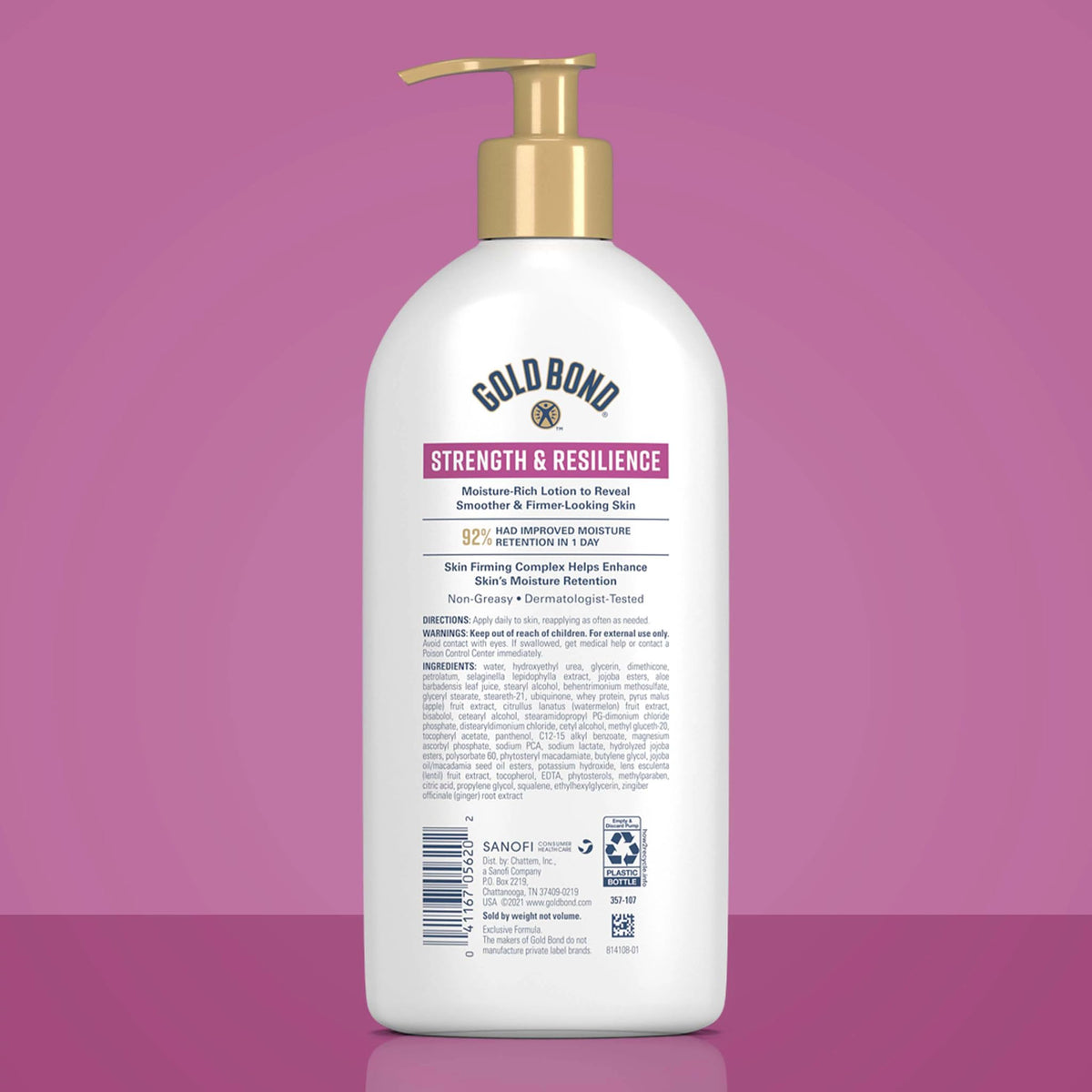 Gold Bond Strength & Resilience Lotion 13 oz side view showing pump