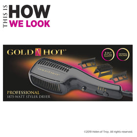 Gold N Hot hair dryer packaged with attachments