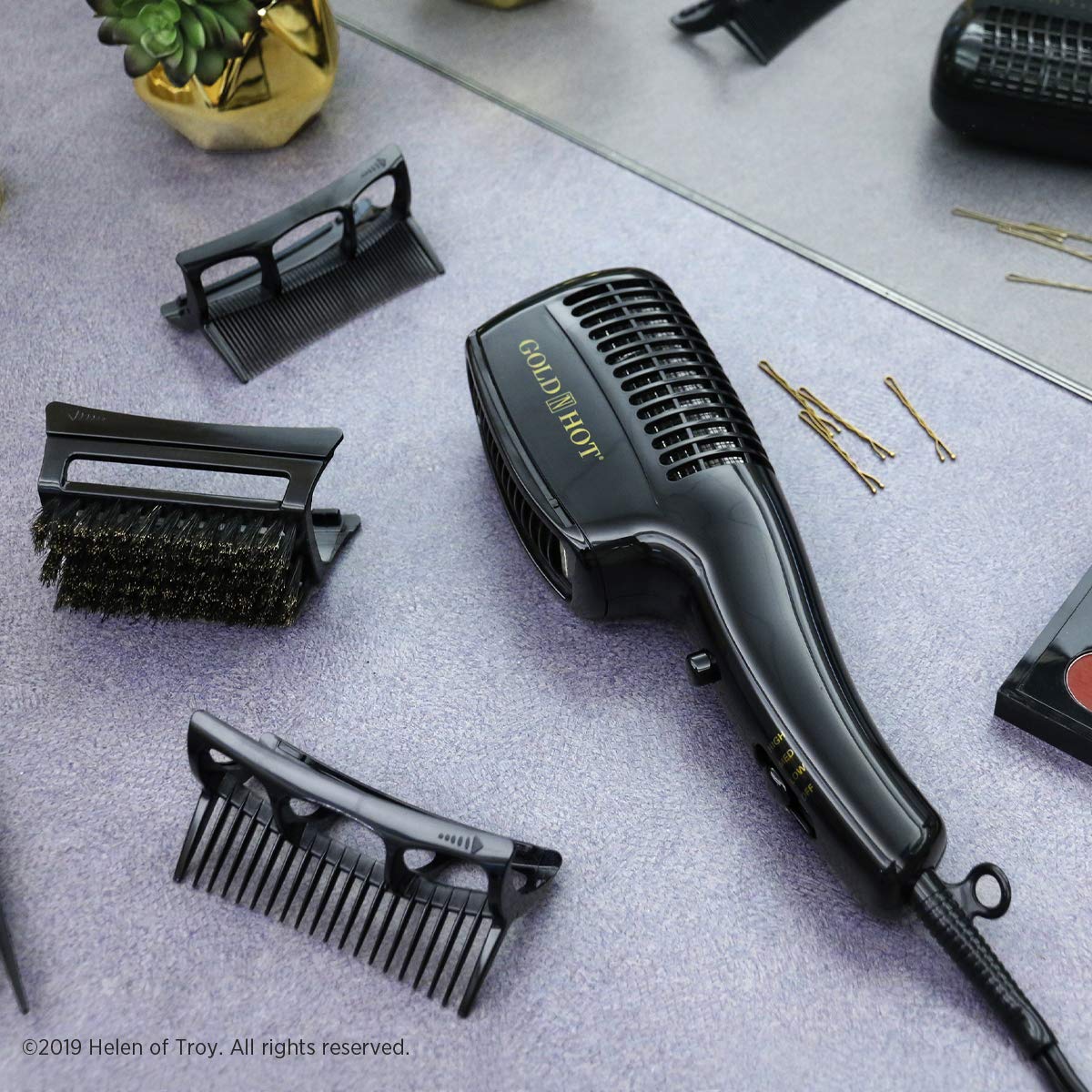 Gold N Hot hair dryer with cool shot button highlighted