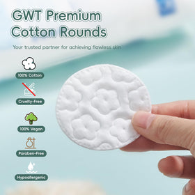Gold Water Trading Cotton Rounds in use for makeup removal