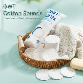 Gold Water Trading Cotton Rounds with skincare products