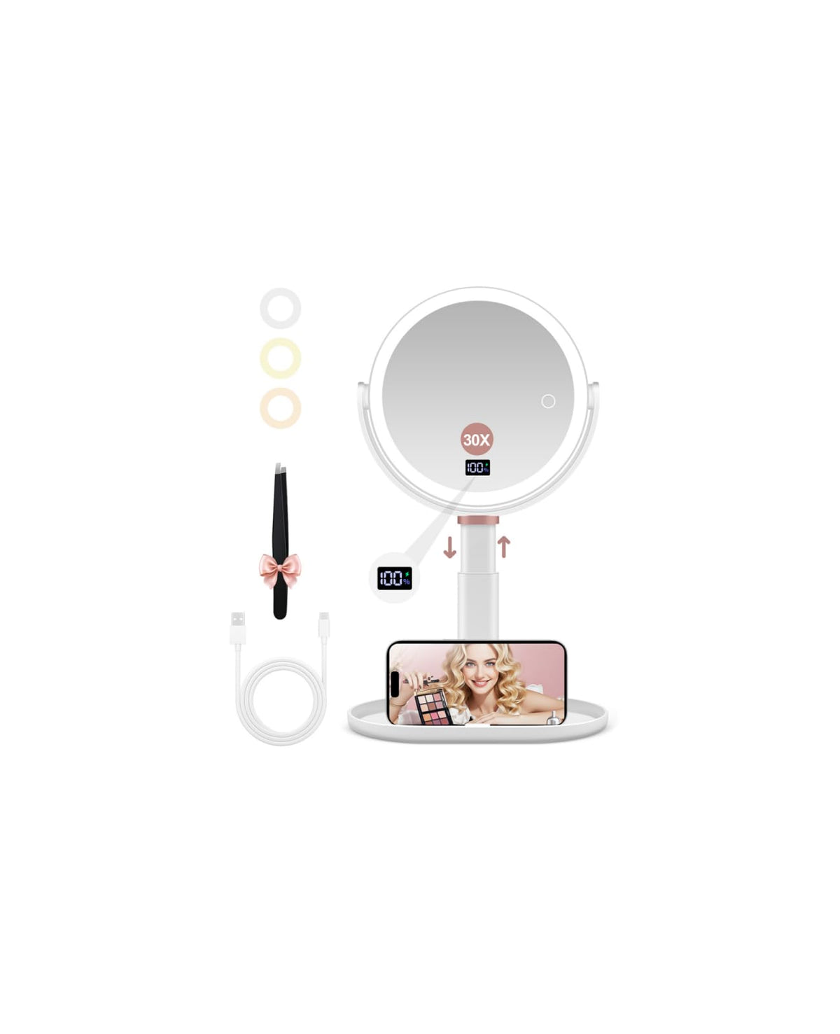 GOMIPURU Makeup Magnifying Mirror front view with digital display