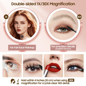 GOMIPURU Makeup Magnifying Mirror showing 30X magnification