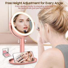 GOMIPURU Makeup Magnifying Mirror side view with storage tray