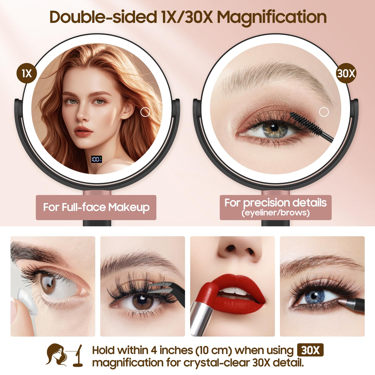 GOMIPURU Makeup Magnifying Mirror side view with touch control