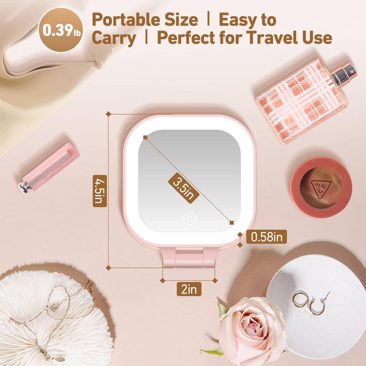 GOMIPURU Travel Mirror showing 1x and 30x magnification sides