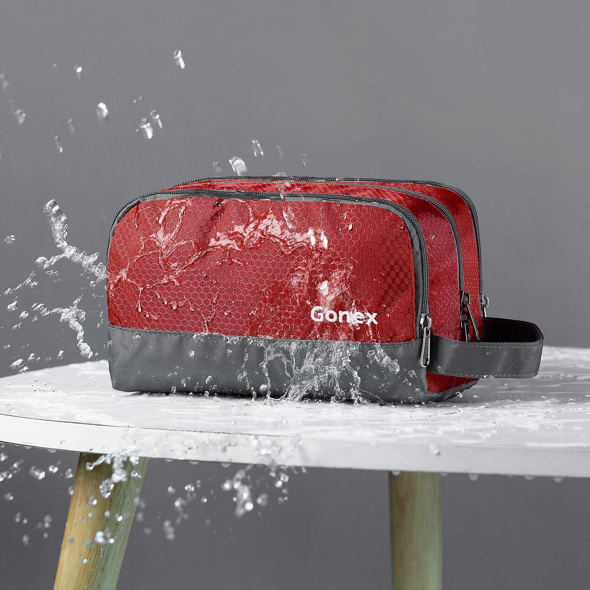 Gonex Toiletry Bag showing organized compartments and zippers