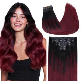 GOO GOO Cherry Cola clip-in hair extensions front view