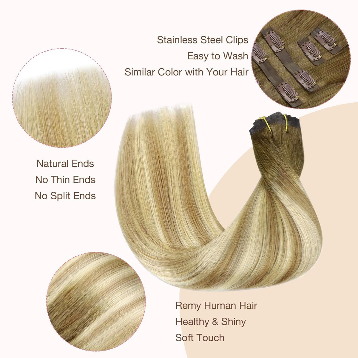 GOO GOO Clip in Hair Extensions 110g with extra clips