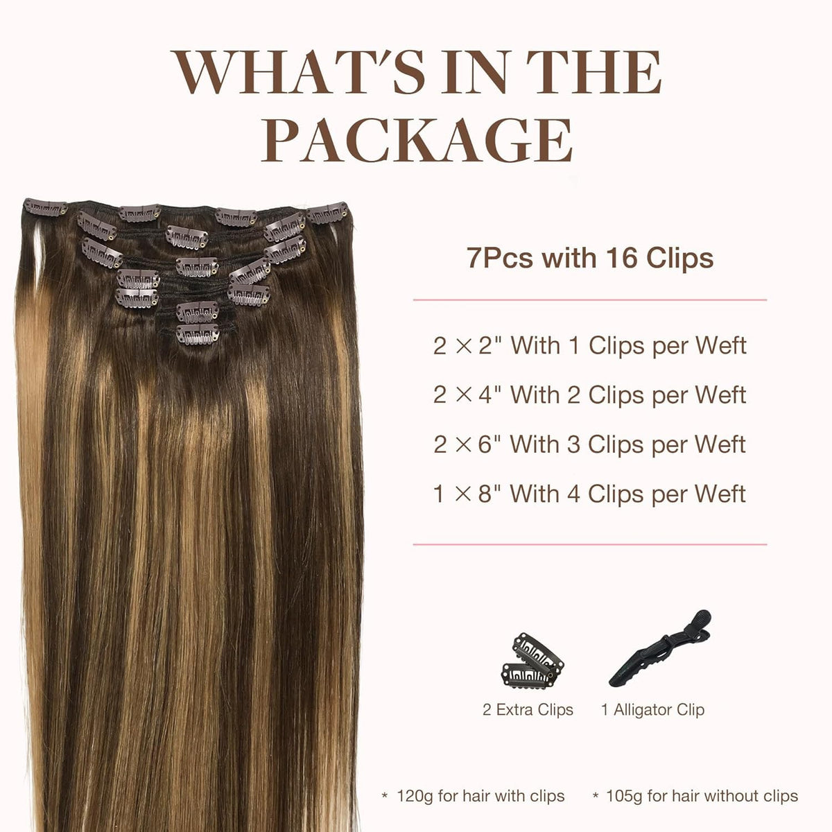GOO GOO Clip in Hair Extensions 120g packaging