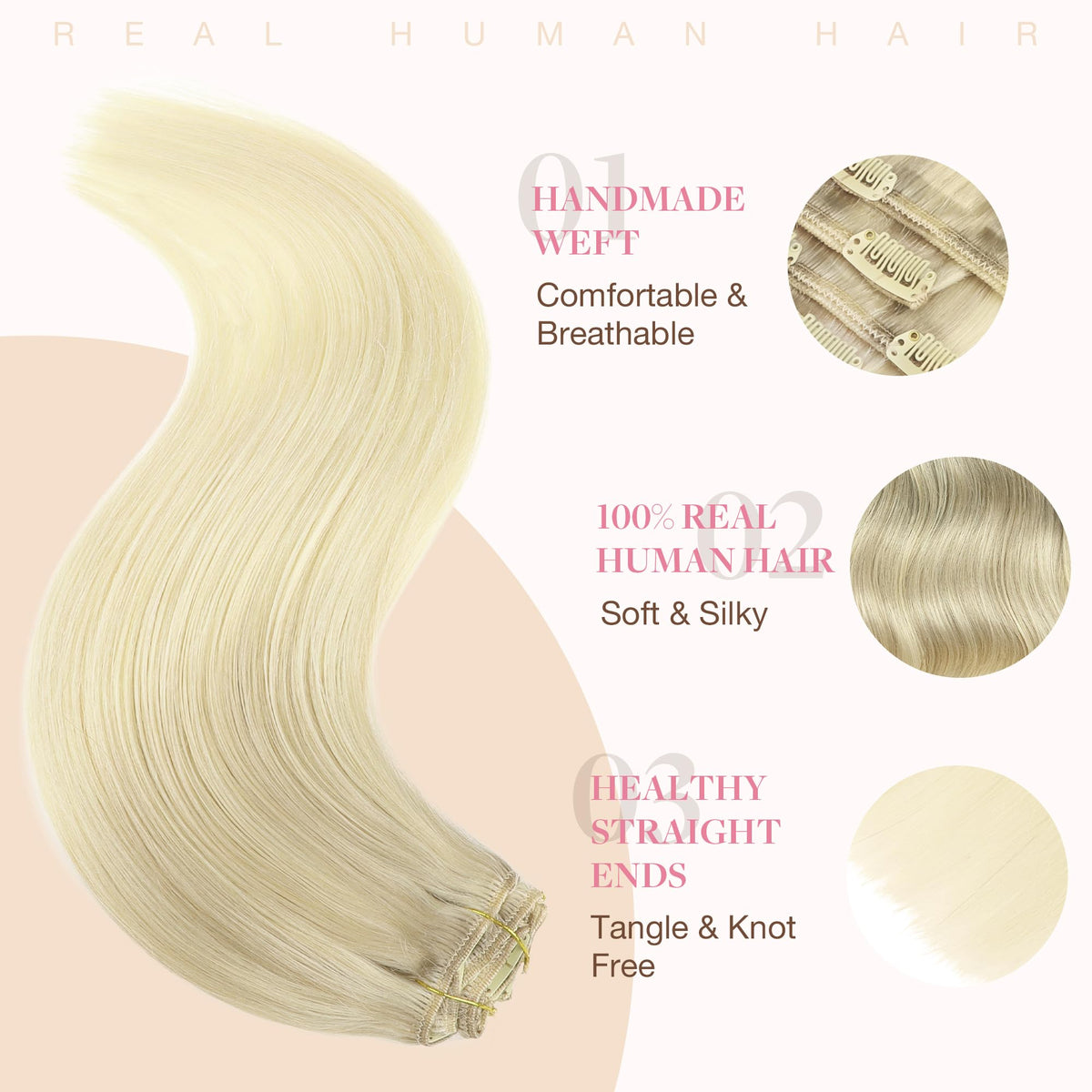 GOO GOO Clip in Hair Extensions 12inch back view