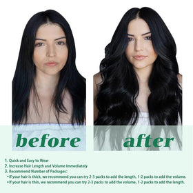 GOO GOO Clip in Hair Extensions 12inch Jet Black in natural light