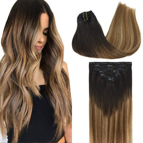 GOO GOO Clip in Hair Extensions 12inch showing clips and texture