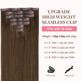 GOO GOO Clip in Hair Extensions 130g 16inch Chocolate Brown packaging