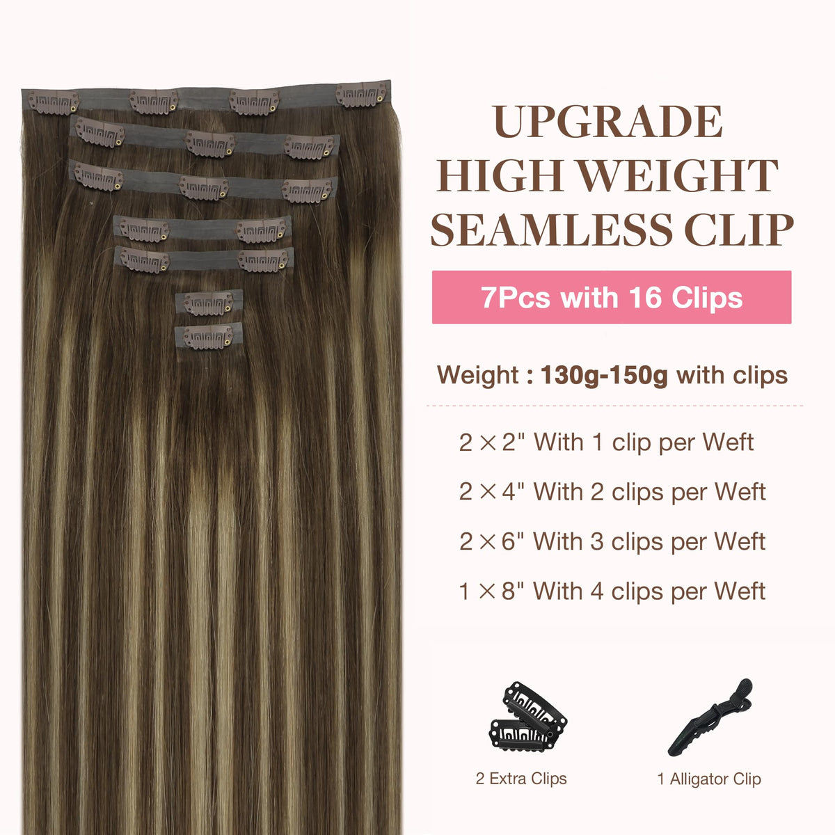 GOO GOO Clip in Hair Extensions 130g with clips