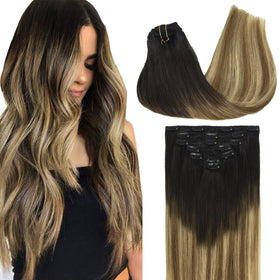 GOO GOO Clip in Hair Extensions 14 inch 120g front view