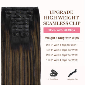 GOO GOO Clip in Hair Extensions 14 inch 130g close-up of clips