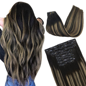 GOO GOO Clip in Hair Extensions 14 inch 130g front view