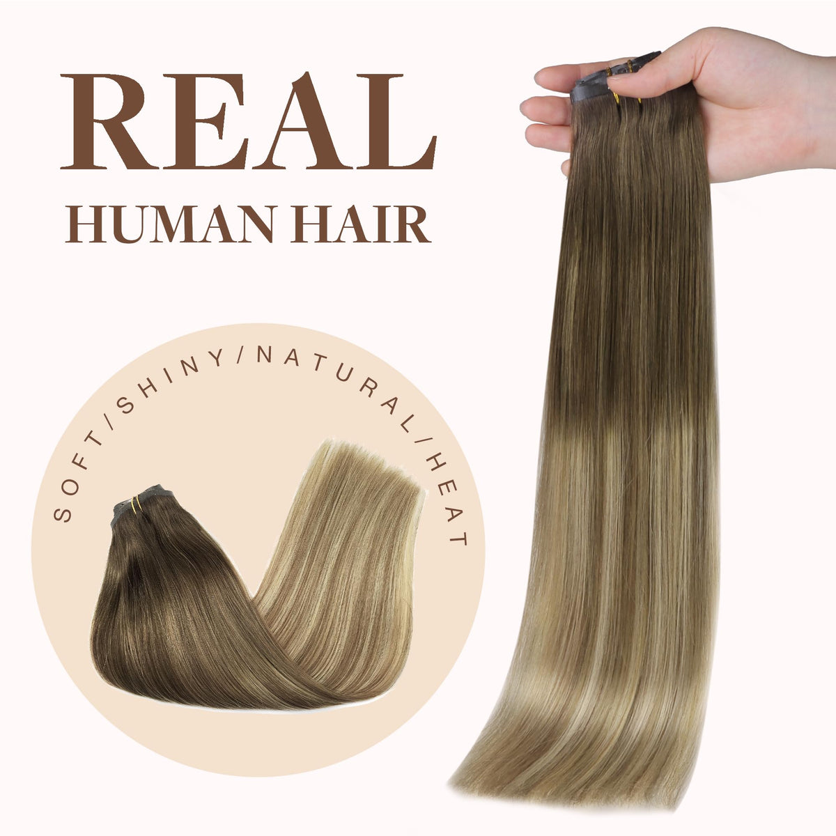 GOO GOO Clip in Hair Extensions 14inch 130g side view