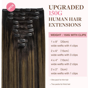 GOO GOO Clip in Hair Extensions 14inch 150g back view