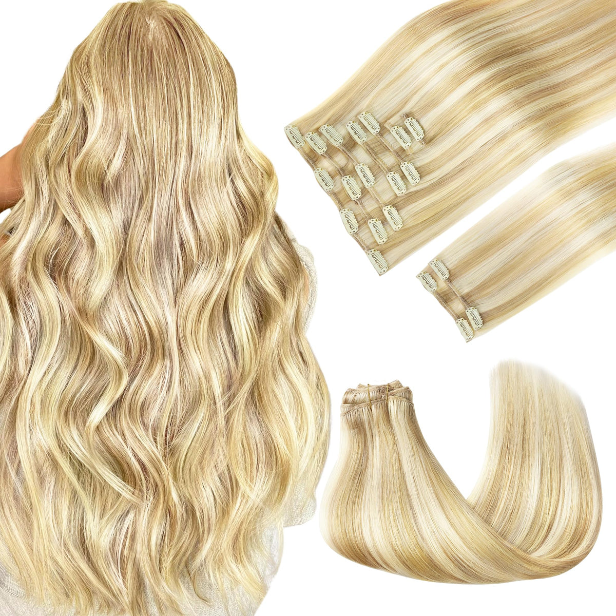 GOO GOO Clip in Hair Extensions 14inch 150g front view