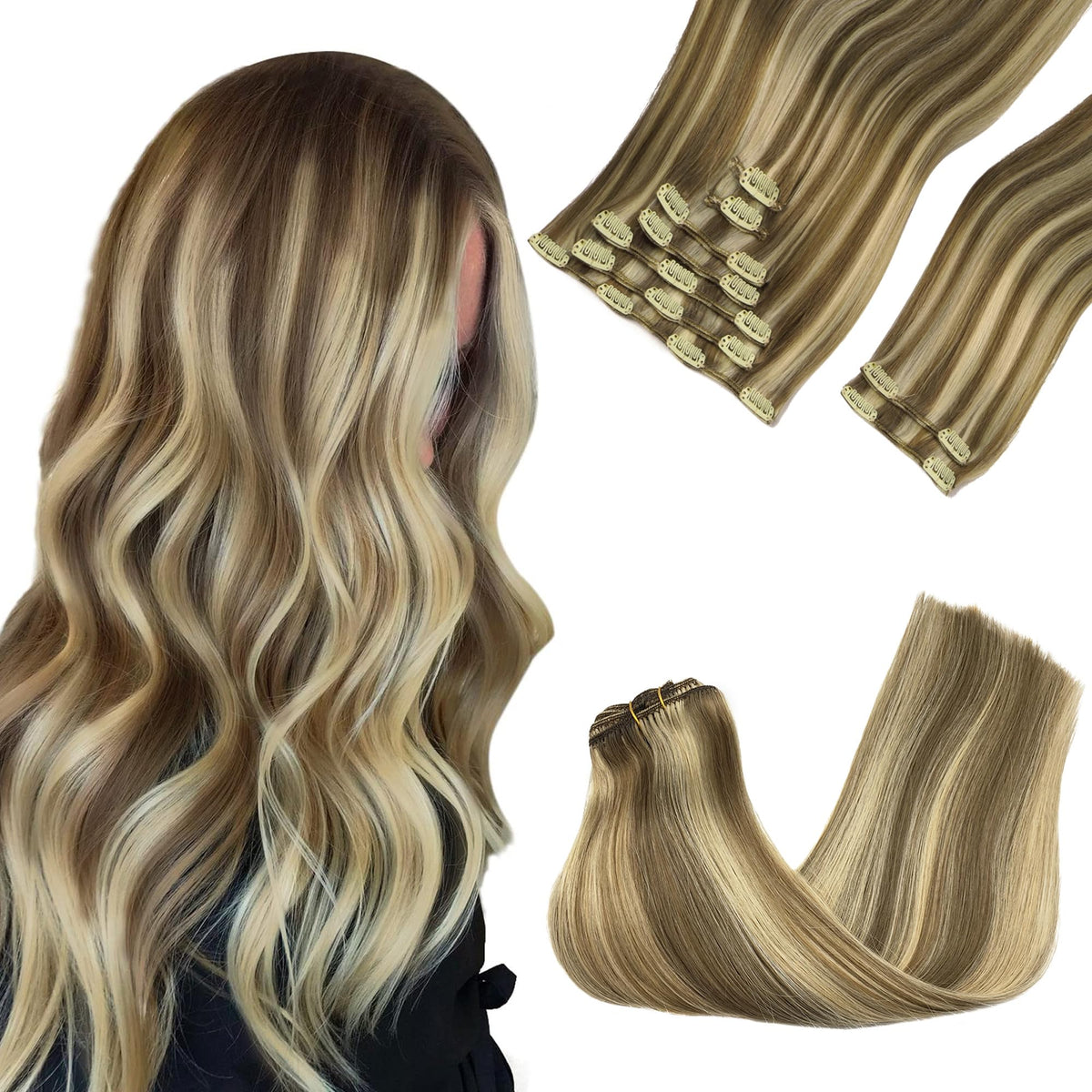 GOO GOO Clip in Hair Extensions 14inch 150g front view