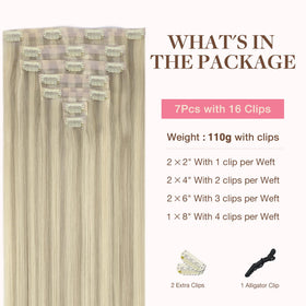 GOO GOO Clip in Hair Extensions 14inch Ash Blonde packaging